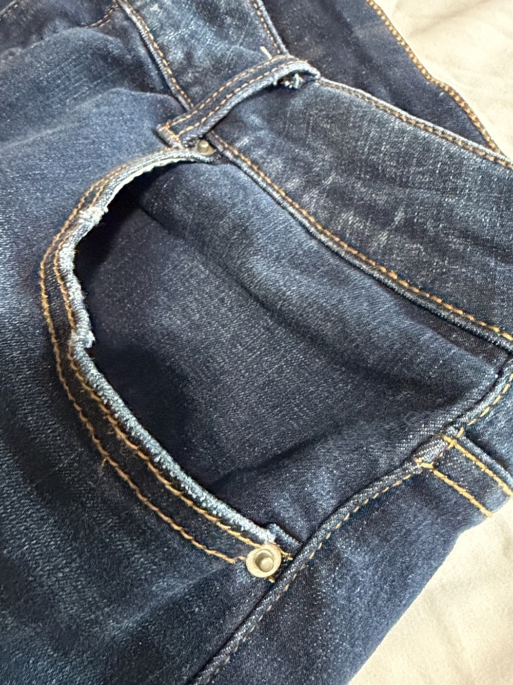 Time & Tru Dark Blue Rolled-Hem Denim Bermuda Shorts - Picture 5 of 7